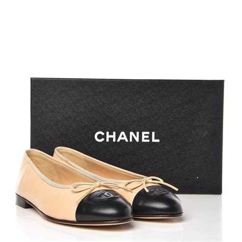 chanel cap toe ballerina flats shoes|chanel flats beige and black.